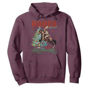 Western Christmas Hoodie Rodeo Around The Christmas Tree Cowgirl TS11 Maroon Print Your Wear