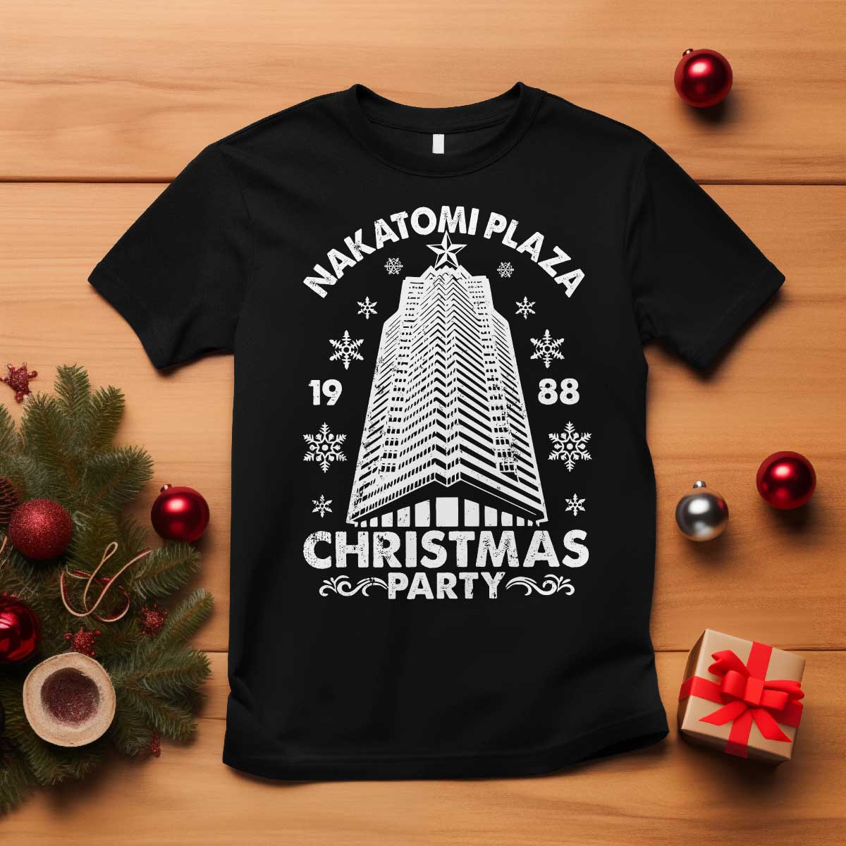 Nakatomi Plaza T Shirt Christmas Party 1988 Vintage Snowflake TS11 Black Print Your Wear