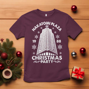 Nakatomi Plaza T Shirt Christmas Party 1988 Vintage Snowflake TS11 Maroon Print Your Wear