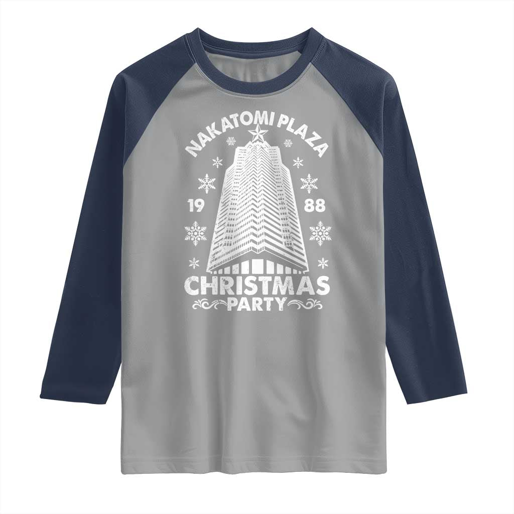 Nakatomi Plaza Raglan Shirt Christmas Party 1988 Vintage Snowflake TS11 Sport Gray Navy Print Your Wear