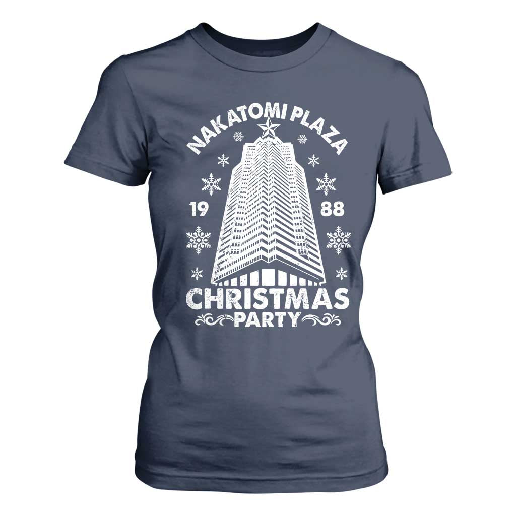 Nakatomi Plaza T Shirt For Women Christmas Party 1988 Vintage Snowflake TS11 Navy Print Your Wear