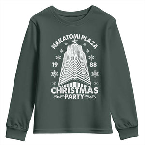 Nakatomi Plaza Youth Sweatshirt Christmas Party 1988 Vintage Snowflake TS11 Dark Forest Green Print Your Wear