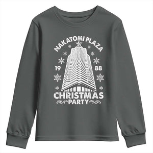 Nakatomi Plaza Youth Sweatshirt Christmas Party 1988 Vintage Snowflake TS11 Dark Heather Print Your Wear