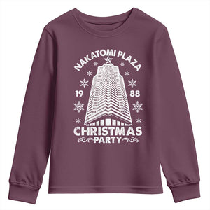 Nakatomi Plaza Youth Sweatshirt Christmas Party 1988 Vintage Snowflake TS11 Maroon Print Your Wear