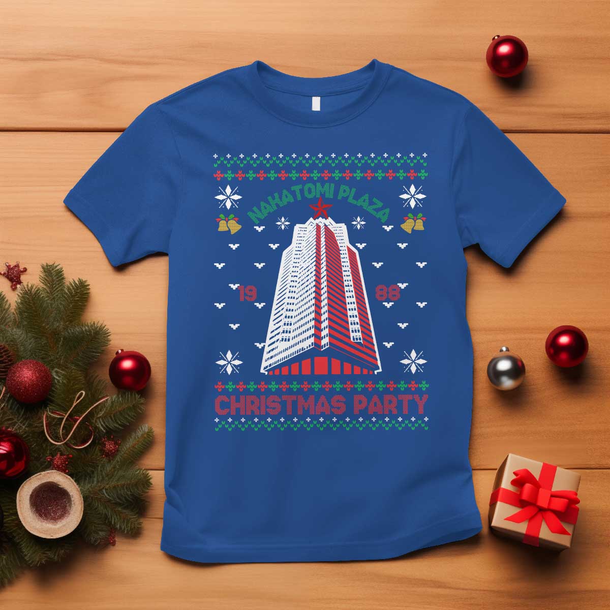Nakatomi Plaza T Shirt Christmas Party 1988 Seasons Greetings TS11 Royal Blue Print Your Wear