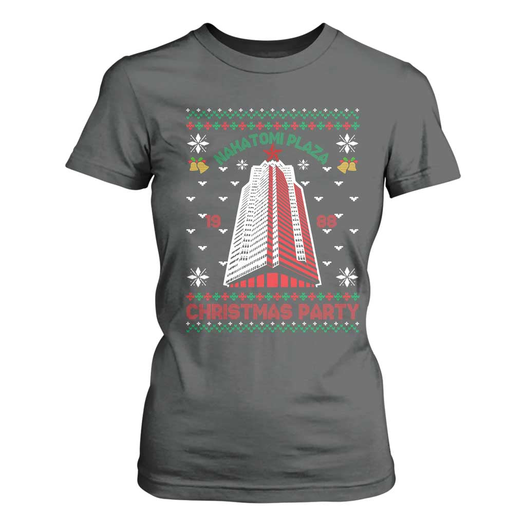 Nakatomi Plaza T Shirt For Women Christmas Party 1988 Seasons Greetings TS11 Dark Heather Print Your Wear
