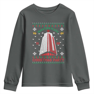 Nakatomi Plaza Youth Sweatshirt Christmas Party 1988 Seasons Greetings TS11 Dark Heather Print Your Wear