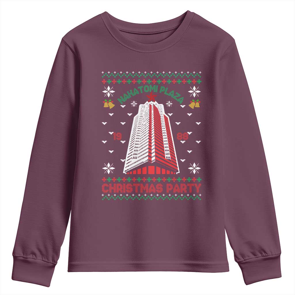 Nakatomi Plaza Youth Sweatshirt Christmas Party 1988 Seasons Greetings TS11 Maroon Print Your Wear
