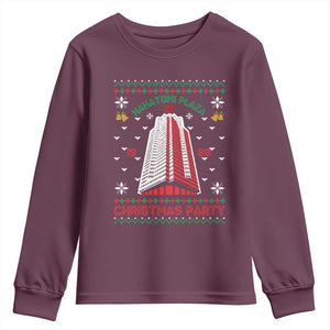 Nakatomi Plaza Youth Sweatshirt Christmas Party 1988 Seasons Greetings TS11 Maroon Print Your Wear