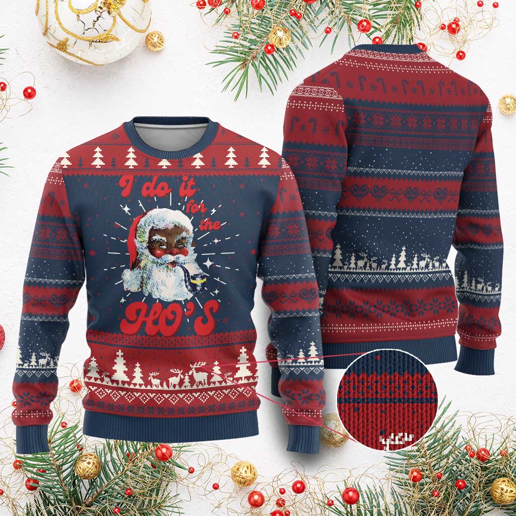 Funny I Do It For The Ho's Ugly Christmas Sweater Xmas Naughty Santa TS11 Burgundy Print Your Wear