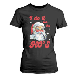 Funny I Do It For The Ho's T Shirt For Women Christmas Black Naughty Santa TS11 Black Print Your Wear