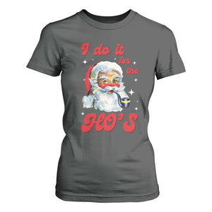 Funny I Do It For The Ho's T Shirt For Women Christmas Black Naughty Santa TS11 Dark Heather Print Your Wear