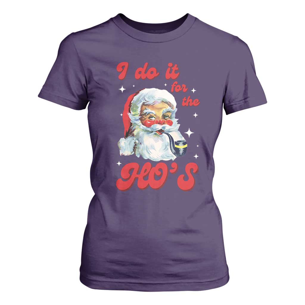 Funny I Do It For The Ho's T Shirt For Women Christmas Black Naughty Santa TS11 Purple Print Your Wear