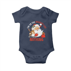 Funny Christmas Santa Baby Onesie I'm On The Naughty List And I Regret Nothing TS11 Navy Print Your Wear