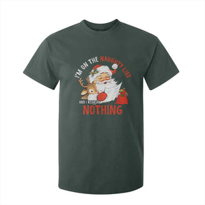 Funny Christmas Santa T Shirt For Kid I'm On The Naughty List And I Regret Nothing TS11 Dark Forest Green Print Your Wear