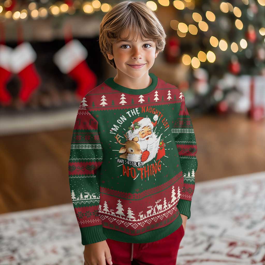 Funny Xmas Santa Ugly Christmas Sweater I'm On The Naughty List And I Regret Nothing TS11 Christmas Print Your Wear