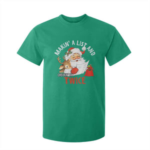 Funny Christmas Santa T Shirt For Kid Makin' A List And Checkin' It Twice TS11 Irish Green Print Your Wear