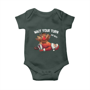 Funny ThanksMas Baby Onesie Wait Your Turn Fat Boy Turkey Santa TS11 Print Your Wear
