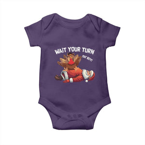 Funny ThanksMas Baby Onesie Wait Your Turn Fat Boy Turkey Santa TS11 Purple Print Your Wear