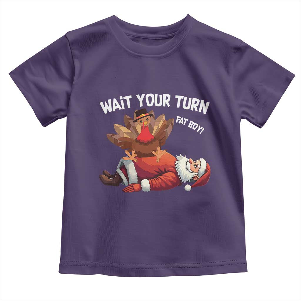 Funny ThanksMas Baby Shirt Wait Your Turn Fat Boy Turkey Santa TS11 Purple Print Your Wear