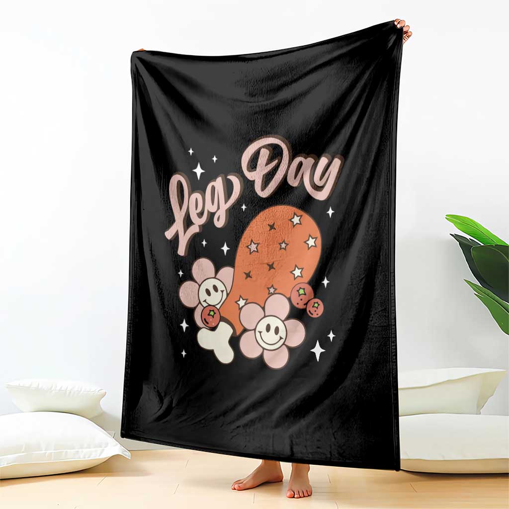 Funny Retro Thanksgiving Throw Blanket Leg Day Fall Season Family Matching TS11 Print Your Wear