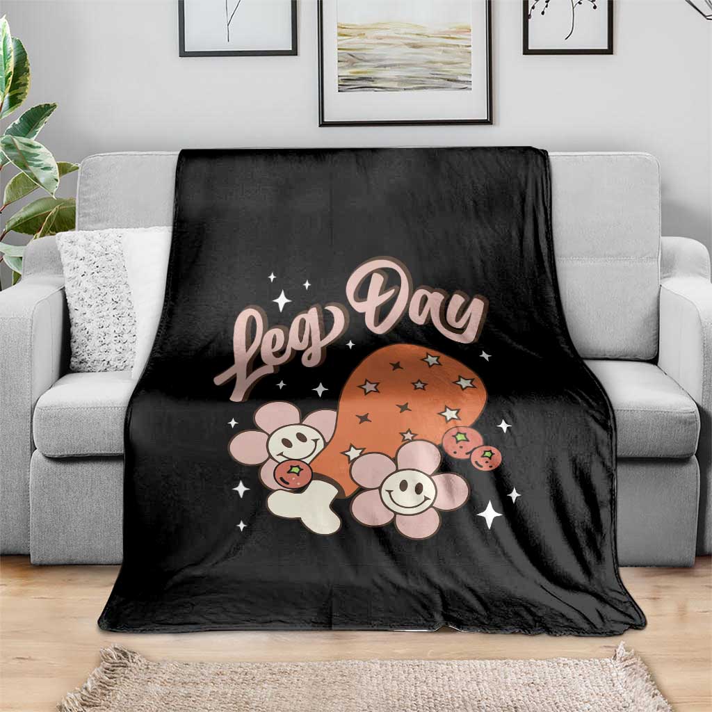 Funny Retro Thanksgiving Throw Blanket Leg Day Fall Season Family Matching TS11 Print Your Wear