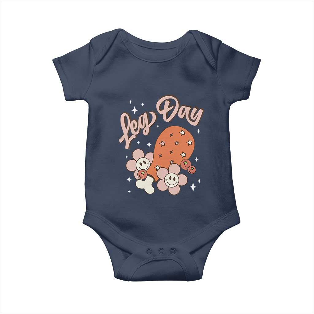 Funny Retro Thanksgiving Baby Onesie Leg Day Fall Season Family Matching TS11 Navy Print Your Wear