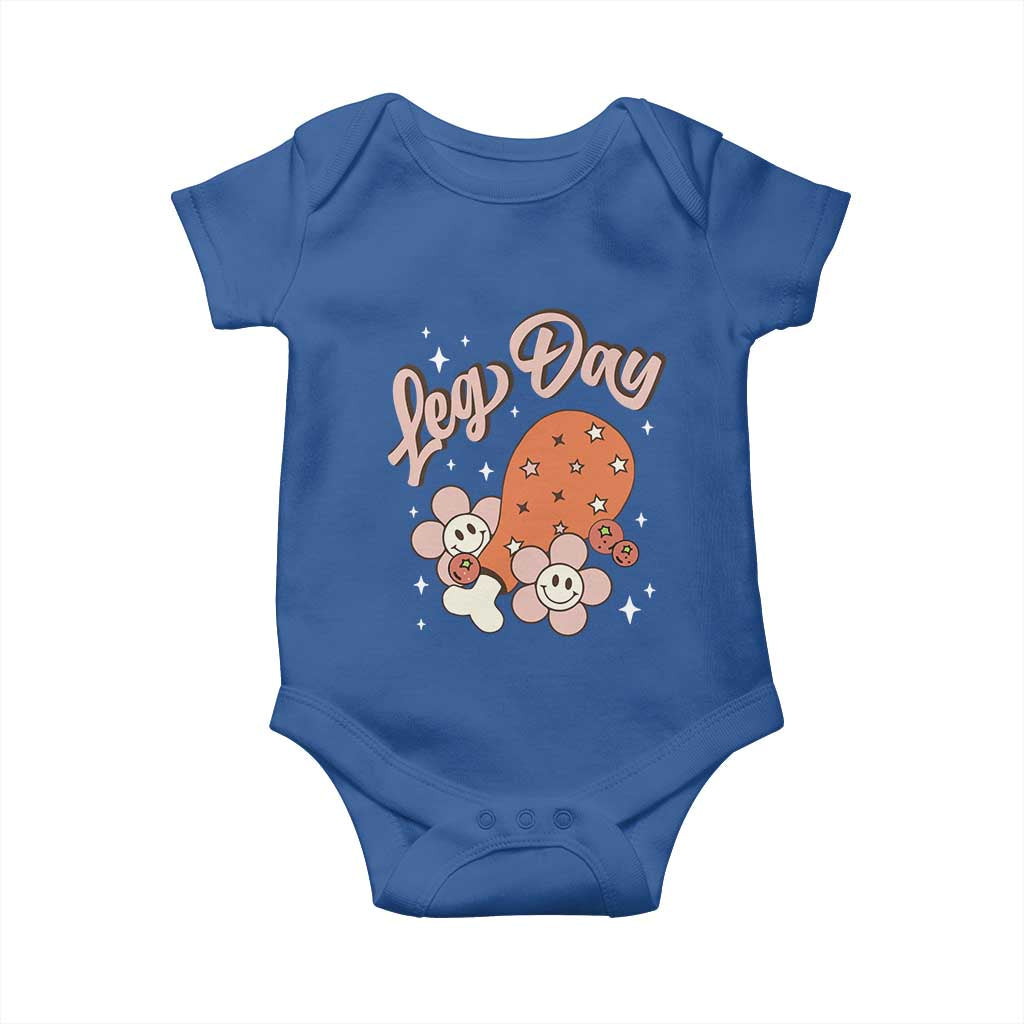 Funny Retro Thanksgiving Baby Onesie Leg Day Fall Season Family Matching TS11 Royal Blue Print Your Wear