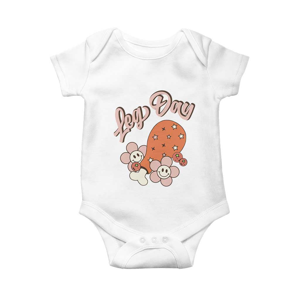 Funny Retro Thanksgiving Baby Onesie Leg Day Fall Season Family Matching TS11 White Print Your Wear