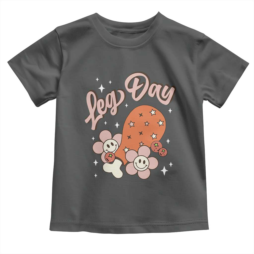 Funny Retro Thanksgiving Baby Shirt Leg Day Fall Season Family Matching TS11 Dark Heather Print Your Wear