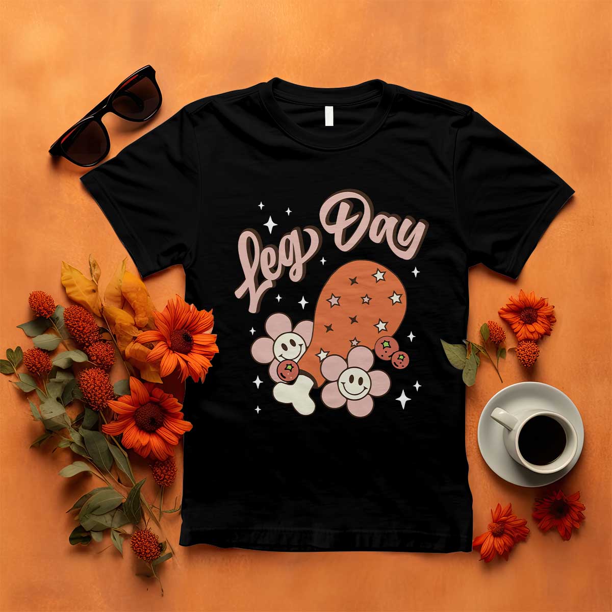 Funny Retro Thanksgiving T Shirt Leg Day Fall Season Family Matching TS11 Black Print Your Wear