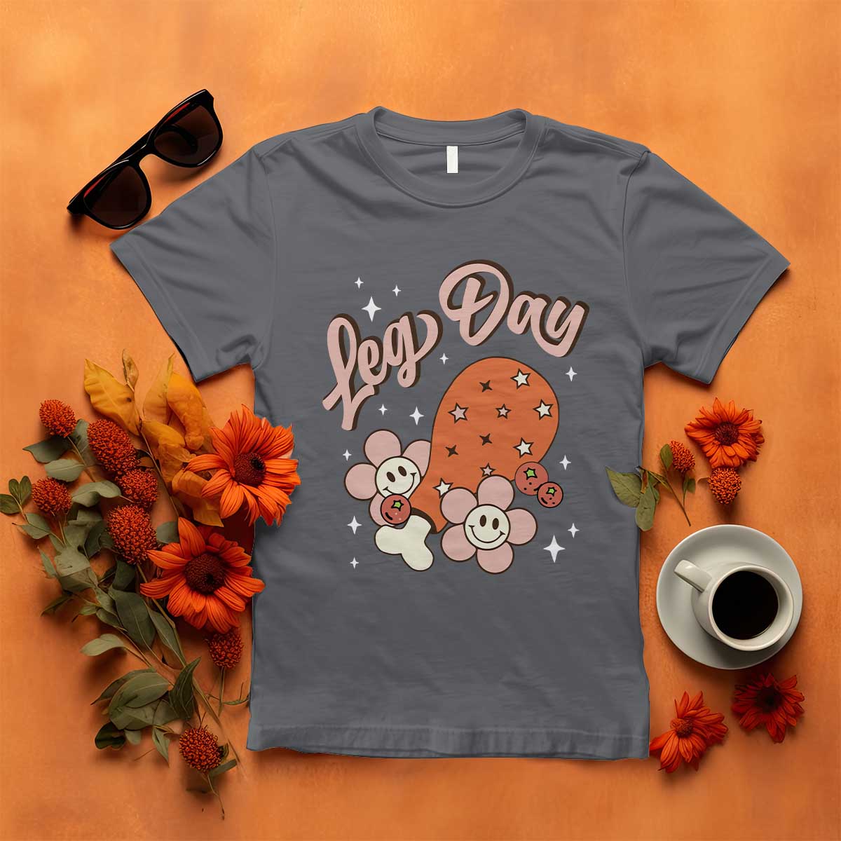 Funny Retro Thanksgiving T Shirt Leg Day Fall Season Family Matching TS11 Charcoal Print Your Wear