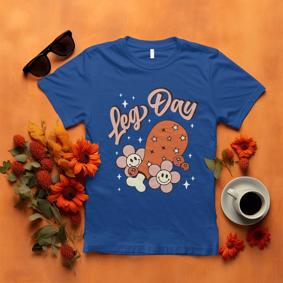 Funny Retro Thanksgiving T Shirt Leg Day Fall Season Family Matching TS11 Royal Blue Print Your Wear