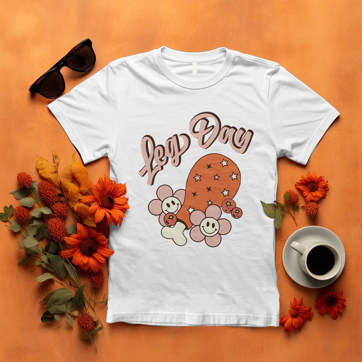 Funny Retro Thanksgiving T Shirt Leg Day Fall Season Family Matching TS11 White Print Your Wear