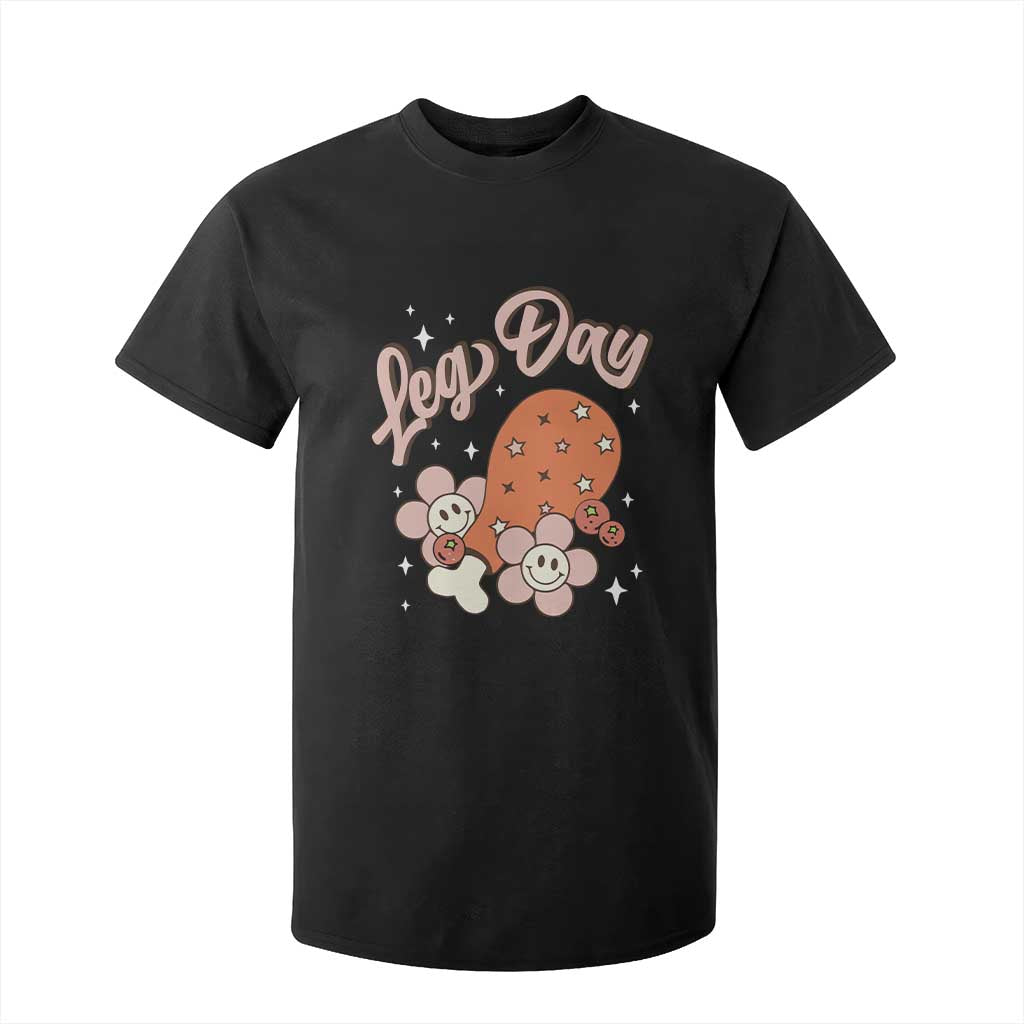 Funny Retro Thanksgiving T Shirt For Kid Leg Day Fall Season Family Matching TS11 Black Print Your Wear