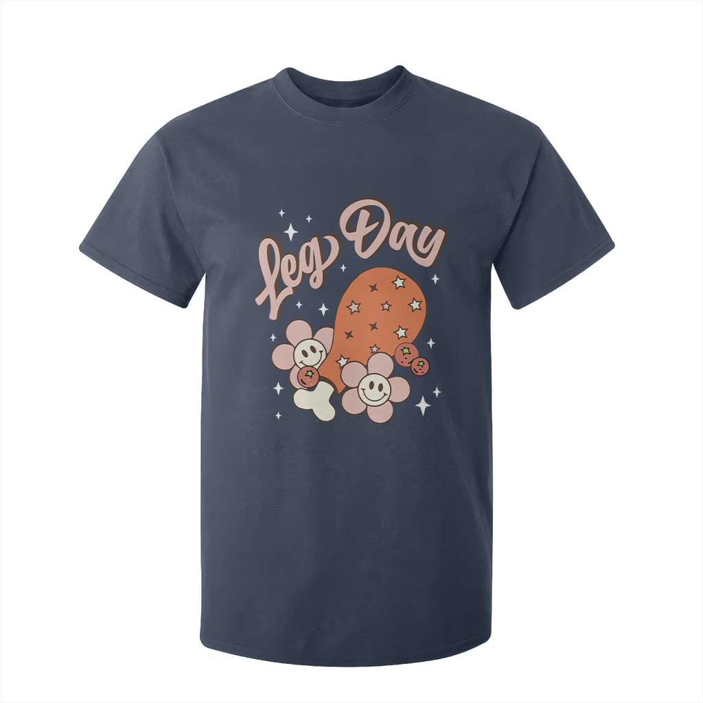 Funny Retro Thanksgiving T Shirt For Kid Leg Day Fall Season Family Matching TS11 Navy Print Your Wear