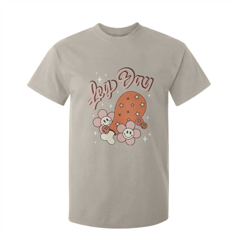 Funny Retro Thanksgiving T Shirt For Kid Leg Day Fall Season Family Matching TS11 Sand Print Your Wear