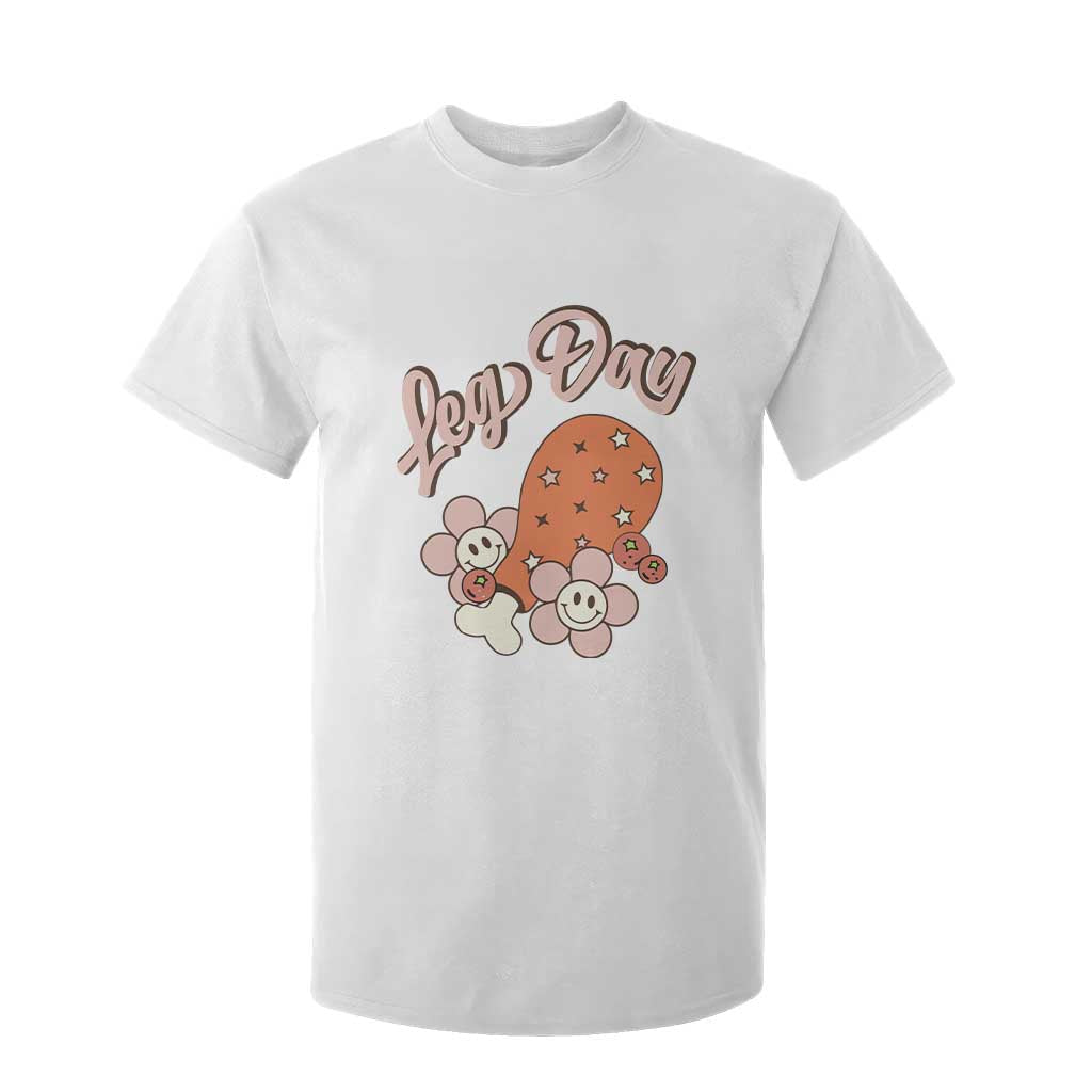 Funny Retro Thanksgiving T Shirt For Kid Leg Day Fall Season Family Matching TS11 White Print Your Wear