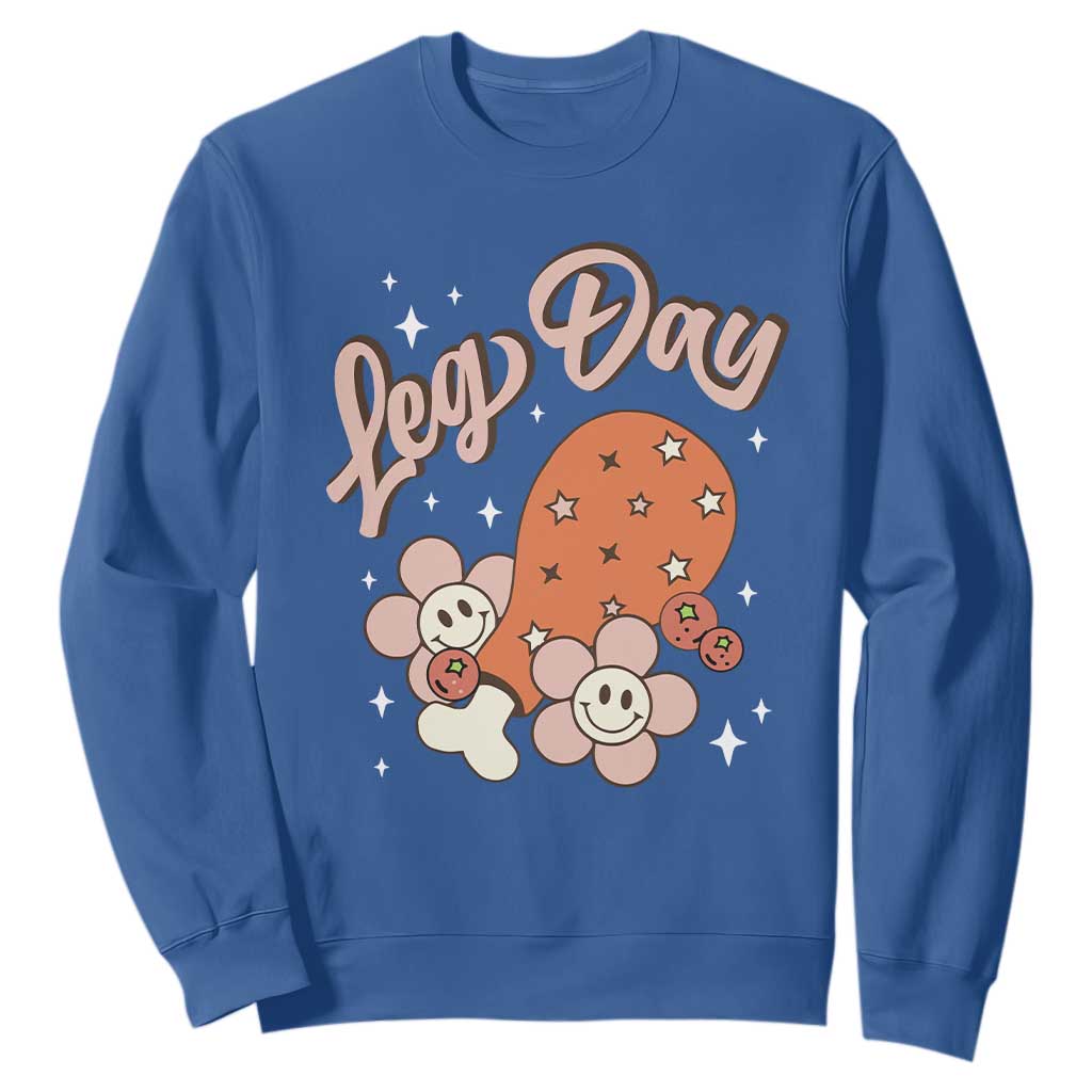 Funny Retro Thanksgiving Sweatshirt Leg Day Fall Season Family Matching TS11 Royal Blue Print Your Wear