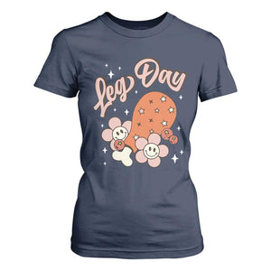 Funny Retro Thanksgiving T Shirt For Women Leg Day Fall Season Family Matching TS11 Navy Print Your Wear