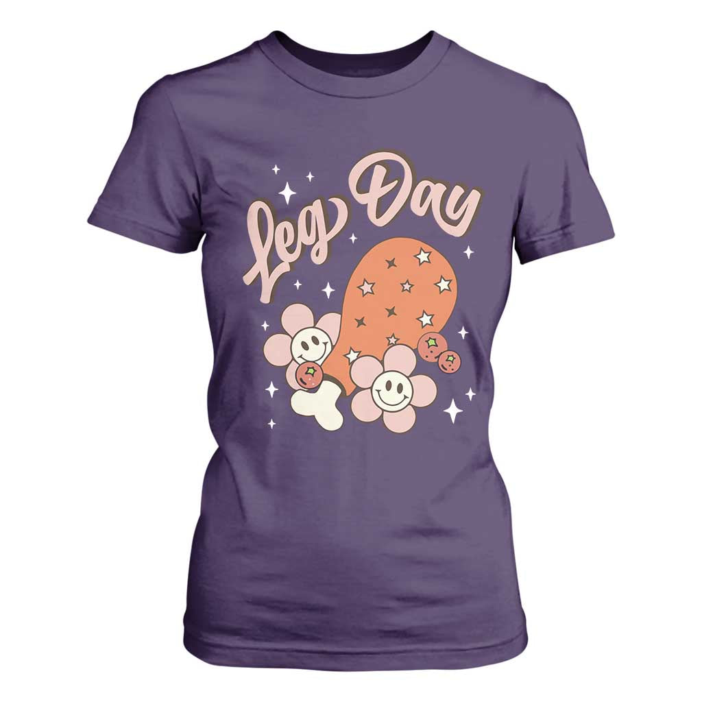 Funny Retro Thanksgiving T Shirt For Women Leg Day Fall Season Family Matching TS11 Purple Print Your Wear