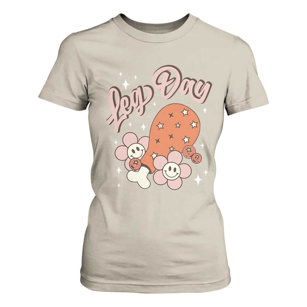 Funny Retro Thanksgiving T Shirt For Women Leg Day Fall Season Family Matching TS11 Sand Print Your Wear