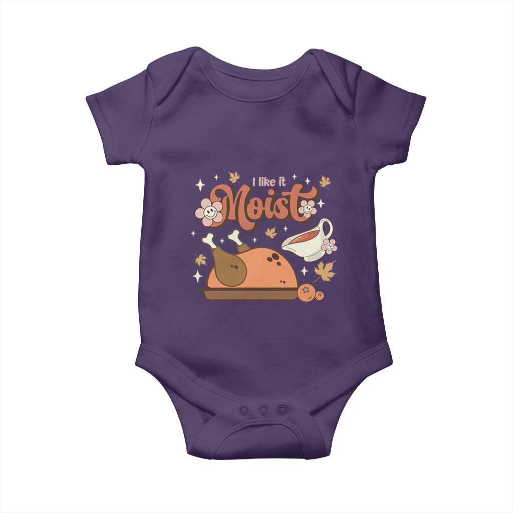 Funny Retro Thanksgiving Baby Onesie I Like It Moist Fall Season Family Matching TS11 Purple Print Your Wear
