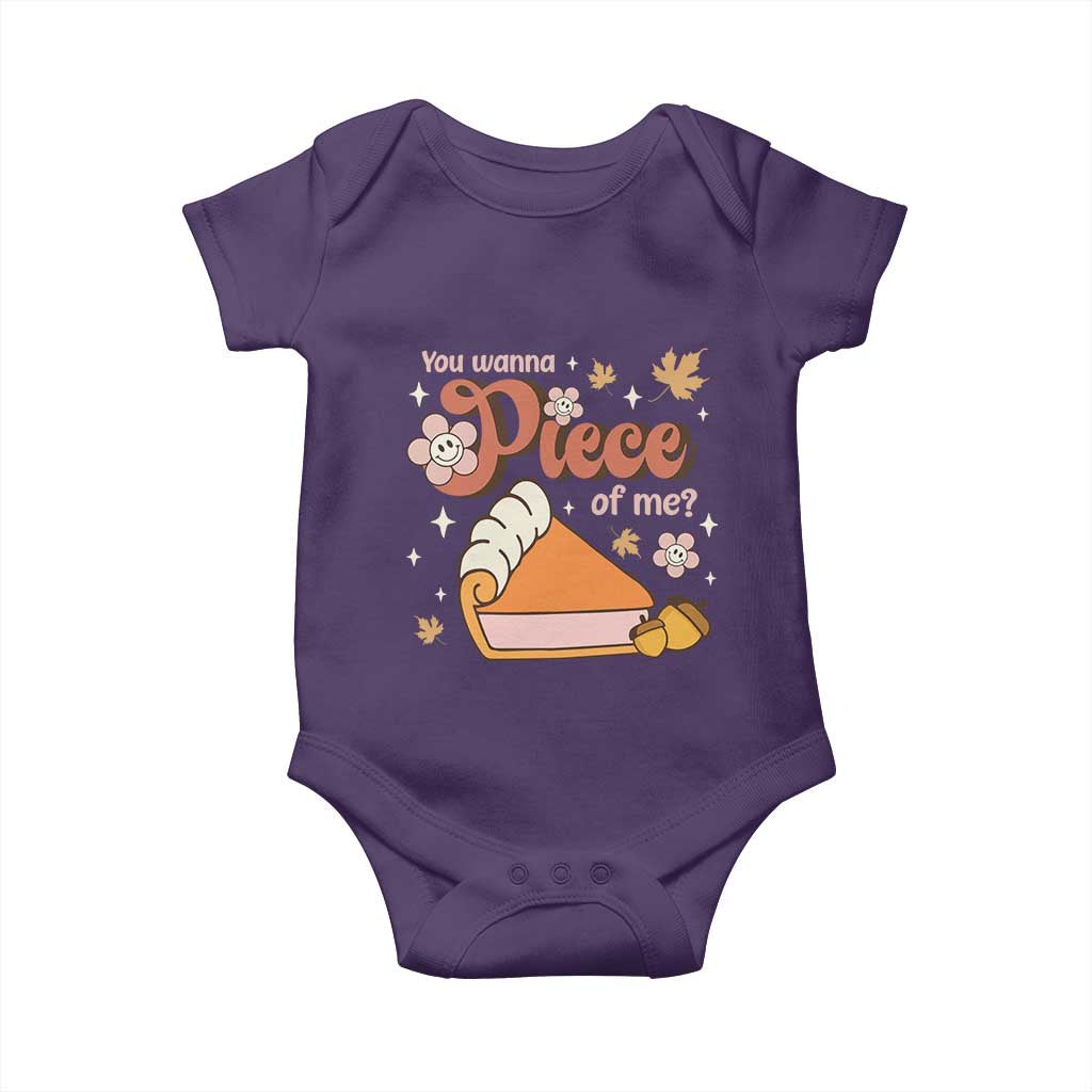 Funny Retro Thanksgiving Baby Onesie You Wanna Piece Of Me Fall Season Family Matching TS11 Purple Print Your Wear