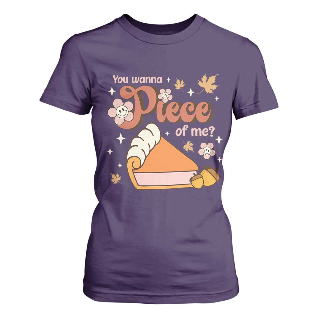 Funny Retro Thanksgiving T Shirt For Women You Wanna Piece Of Me Fall Season Family Matching TS11 Purple Print Your Wear