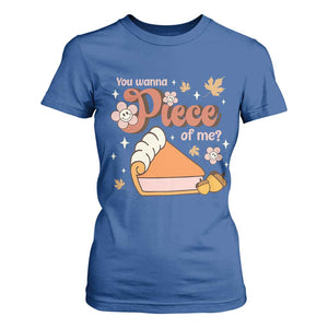 Funny Retro Thanksgiving T Shirt For Women You Wanna Piece Of Me Fall Season Family Matching TS11 Royal Blue Print Your Wear