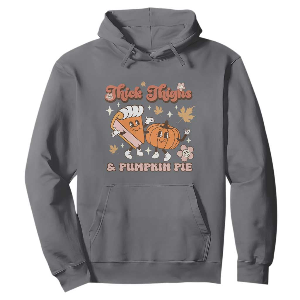 Funny Retro Thanksgiving Hoodie Thick Thighs And Pumpkin Pie Fall Season Family Matching TS11 Charcoal Print Your Wear