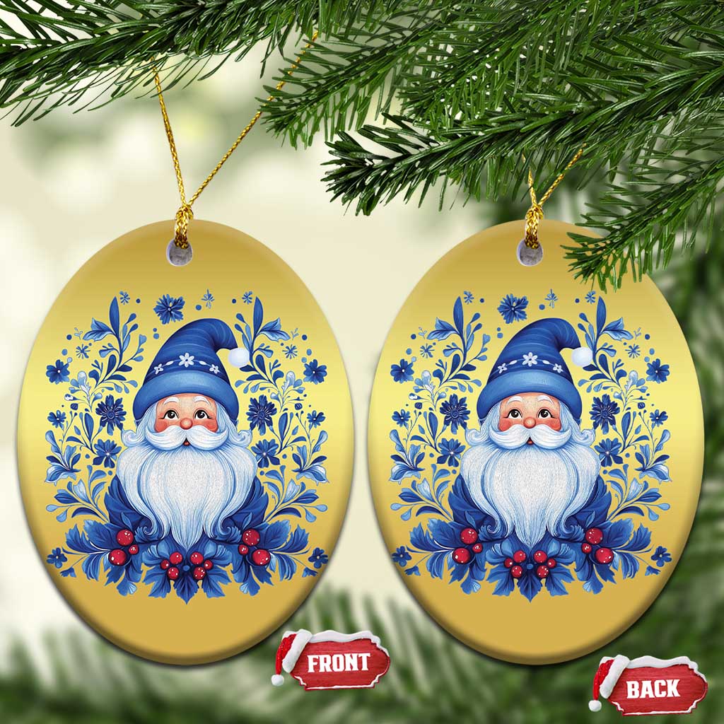 Norwegian Xmas Scandinavian Yule Santa Folk Art Winter Solstice Christmas Ornament TS11 Oval Gold Print Your Wear
