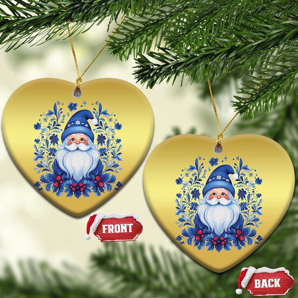 Norwegian Xmas Scandinavian Yule Santa Folk Art Winter Solstice Christmas Ornament TS11 Heart Gold Print Your Wear