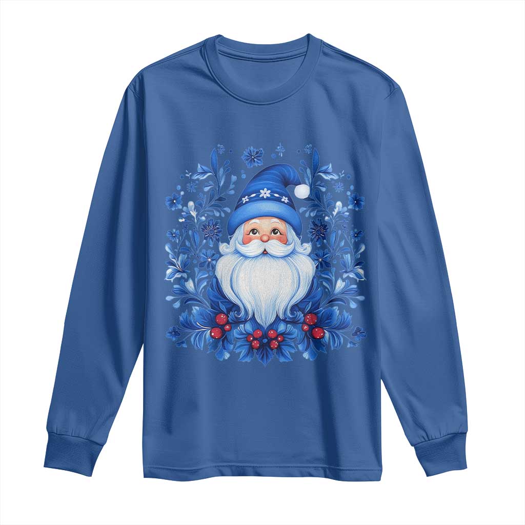 Norwegian Christmas Scandinavian Yule Santa Folk Art Winter Solstice Long Sleeve Shirt TS11 Royal Blue Print Your Wear
